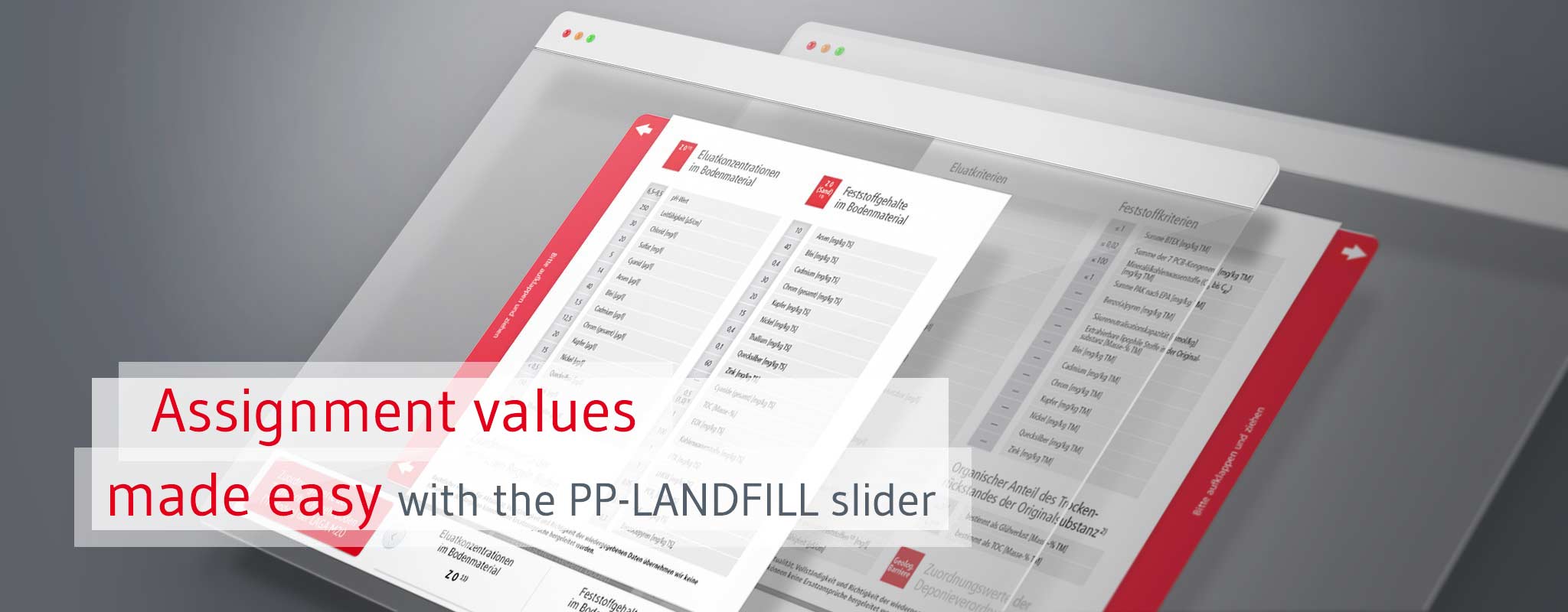 Assignment assignment values of the German Landfill Directive in the landfill slider